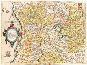 Ducatus Mediolanensis, Finitimarumq Regionu Descriptio Auctore Iooanne Georgio Septala Mediolanense Geografische kaart van het hertogdom Milaan uit 