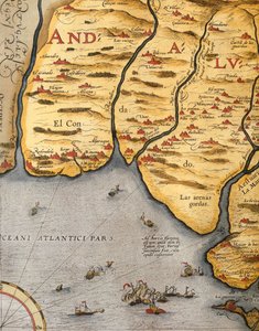 Haven van Palos, door Abraham Ortelius (1528-1598), plaat