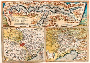 Larii Lacus Vulgo Tertorii Romani Fori Iulii. Geografische kaart van Noord-Italië uit 