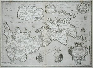 Kaart van Groot-Brittannië en Ierland door Abraham Ortelius