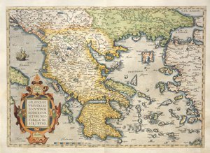 Kaart van Griekenland, uit Theatrum Orbis Terrarum door Abraham Ortelius door Abraham Ortelius