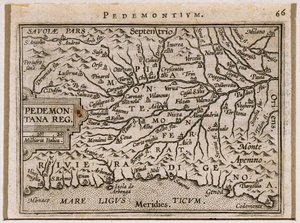 Piëmont en West-Ligurië, uit Theatrum Orbis Terrarum door Abraham Ortelius