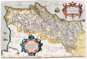 Portugese geografische kaart van het grondgebied van Portugal uit 