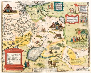 Russiae, Moscoviae en Tartariae descriptio. Auctore Antonio Ienkensono Anglo, edita Londini anno 1562 Geografische kaart van het gebied van Rusland uit 