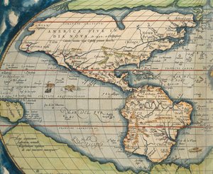 Wereldkaart uit Theatrum Orbis Terrarum door Abraham Ortelius