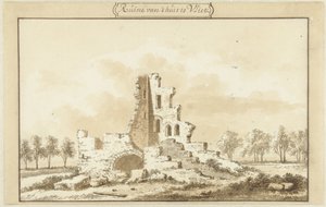 Ruïne van het huis te Vliet, in de Lopikkerwaard door Abraham Rademaker
