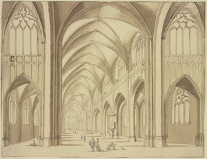 Interieur van de Sint-Mariakerk te Utrecht door Abraham Rademaker