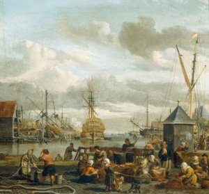 Uitzicht op de haven van Amsterdam