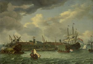 Het eiland Onrust bij Batavia