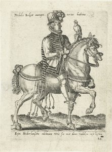 Nederlandse edelman op valkenjacht te paard