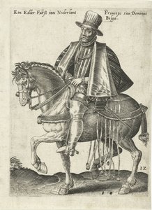 Nederlandse prins te paard door Abraham de Bruyn (attributed to)