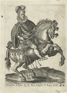 Portret van François, hertog van Anjou te paard