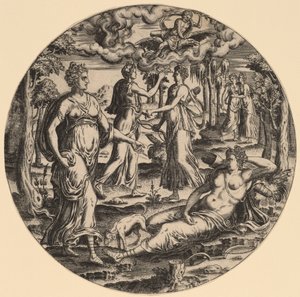 Diana en Haar Nimfen in een Tuin door Abraham de Bruyn