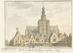 Kerk en Markt te Bergen op Zoom door Abraham de Haen (II)