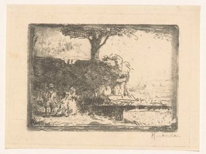 Landschap met drie figuren