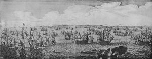 Slag in de Downs, ca. 1639 door Abraham de Verwer