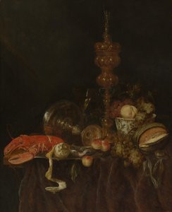 Stilleven met kreeft en fruit, waarschijnlijk begin 1650s door Abraham van Beyeren