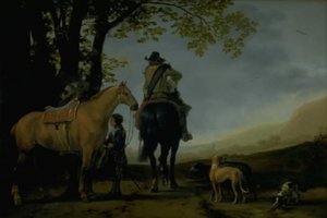 Twee ruiters in een landschap