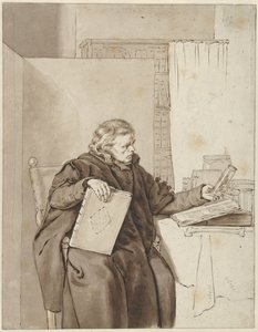 Portret van een oude man in een studeervertrek door Abraham van Strij (I)