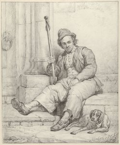 Zittende man met hond