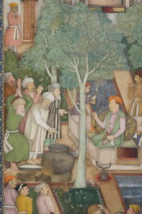 Detail van keizer Jahangir met heilige mannen in een tuin door Abul Hassan Ghaffari
