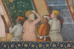 Detail van Keizer Jahangir met Heilige Mannen in een Tuin, c.1615
