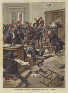 In het Hof van Assisen in Boekarest schiet een veroordeelde op de rechtbank en de gendarmes