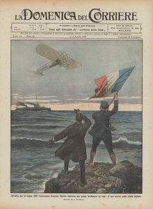 Bij het aanbreken van 25 juli 1909 steekt de Franse luchtvaartpionier Blériot als eerste het Kanaal over door Achille Beltrame
