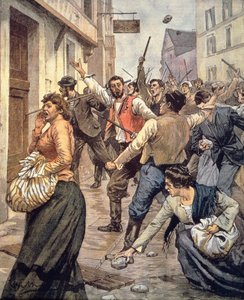 Antisemitische rellen in Moravië, Achille Beltrame, uit La domenica del Corriere, 12 november