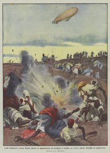 Arabieren gebombardeerd bij Zanzur terwijl ze zich voorbereidden om een van onze ballonnen met geweervuur te ontvangen ? door Achille Beltrame