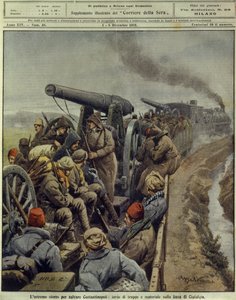 Balkan Oorlogen (1912-1913), laatste poging om Constantinopel te redden door troepen en goederen naar de Ciafalda-linie te sturen, 1 december door Achille Beltrame