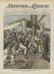 Vijf misdadigers overvallen een stoomschip midden op de dag in de haven van Palermo