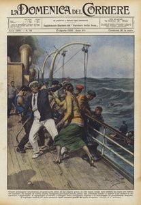 Vijf verstekelingen, ontdekt in het ruim van een Griekse stoomboot, op volle zee...