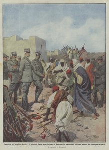 Verovering van het Derna-plateau, generaal Salsa, na het eisen van ontwapening van de bevolking