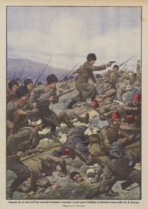 Kozakken die onder het zingen van het volkslied oprukken en de Turken bij Dalibaba verdrijven