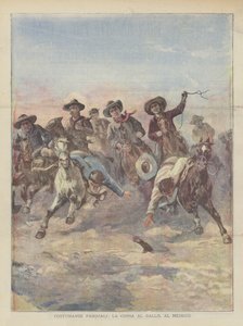 Paasgebruiken, de haanrace in Mexico door Achille Beltrame