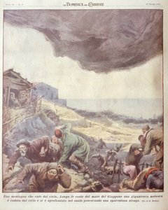 Omslagillustratie van meteoriet die op Japan valt door Achille Beltrame