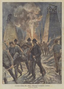 Rampzalige brand in de olieraffinaderij van Montechino (Piacenza) door Achille Beltrame