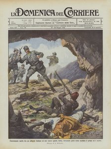 Spannend duel tussen een Italiaanse en een Turkse officier, deze, gewond, smeekt om genade en probeert ?