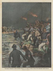 Spannende redding van enkele voermannen vastgelopen op een eilandje in de rivier de Serio