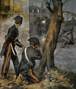 Episode van de Siciliaanse maffia, conflict tussen politie en gangsters in Trapani uit La Domenica del Corriere, 31 december