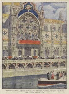 Tentoonstelling van Parijs, De Inhuldigingsstoet Passeert, op de Seine, Voorbij het Italiaanse Paviljoen