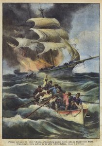 Vlammen op zee door Achille Beltrame