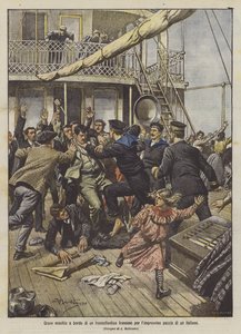 Ernstig gevecht aan boord van een Franse oceaanstomer door de plotselinge waanzin van een Italiaan