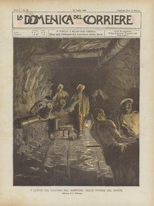 De werkzaamheden voor de Simplontunnel, in de ingewanden van de berg