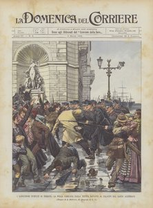 De Bloedige Onlusten In Triëst, De Menigte Aangevallen Door Het Leger Voor Het Paleis Van Lloyd Oostenrijk