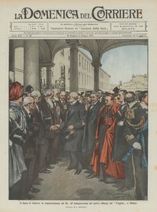 De Hertog van Genua, vertegenwoordiger van de Koning, bij de opening van het nieuwe hotel Veggion in Milaan