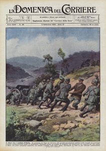 De Duce tussen de soldaten van Italië