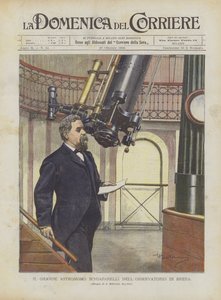 De grote astronoom Schiaparelli in het observatorium van Brera