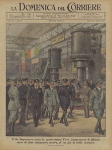 De Keizer-Koning bezoekt de drieëntwintigste Jaarbeurs van Milaan, rijk aan meer dan vijfduizend ? door Achille Beltrame